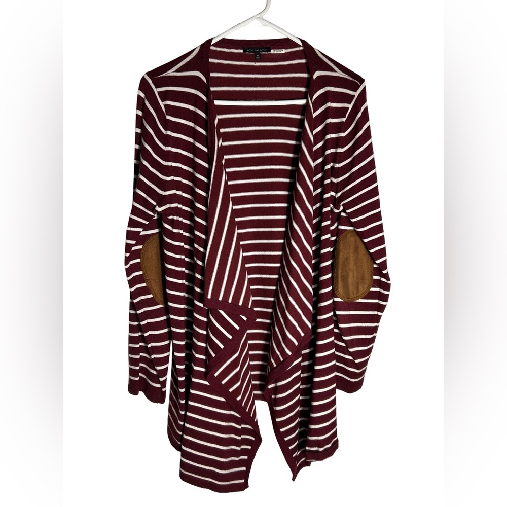 *Staccato Striped Cardigan with Elbow Patches*